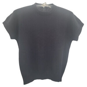 Vintage Black Knit Stretch Zip‎ Back Mock Neck Blouse